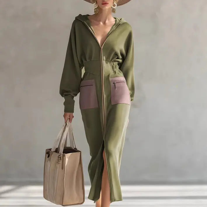 Sheena | Hooded Zip Front Dress