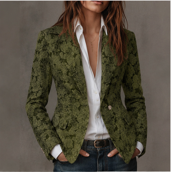 Loretta | Jacquard Blazer in Cashmere Fitted
