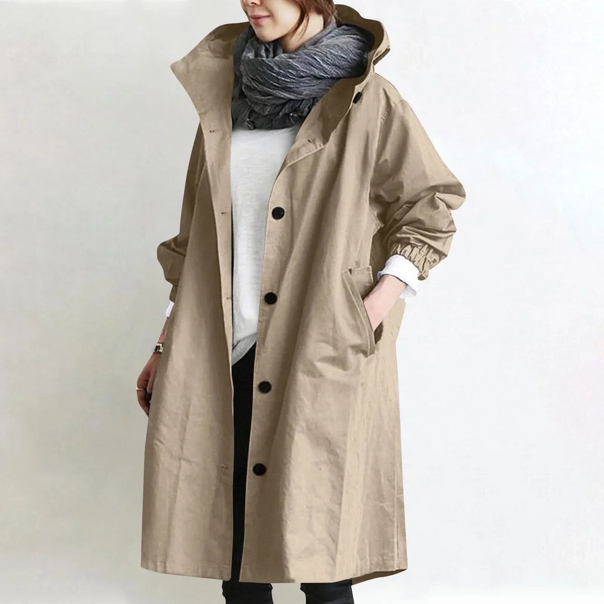 Audrey™ | Elegant Hooded Trench Coat