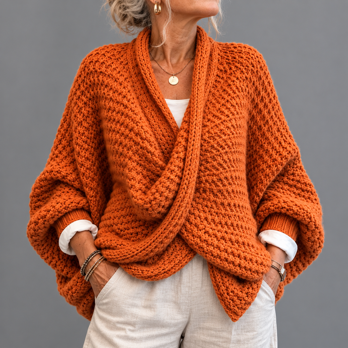 Sandra™ | Relaxed Wrap V-Neck Sweater
