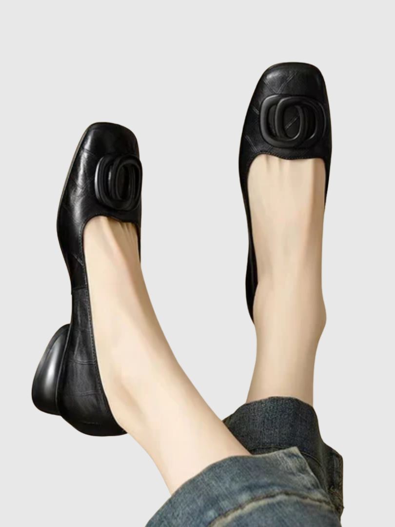 Olivia™ | Opium Leather Flats
