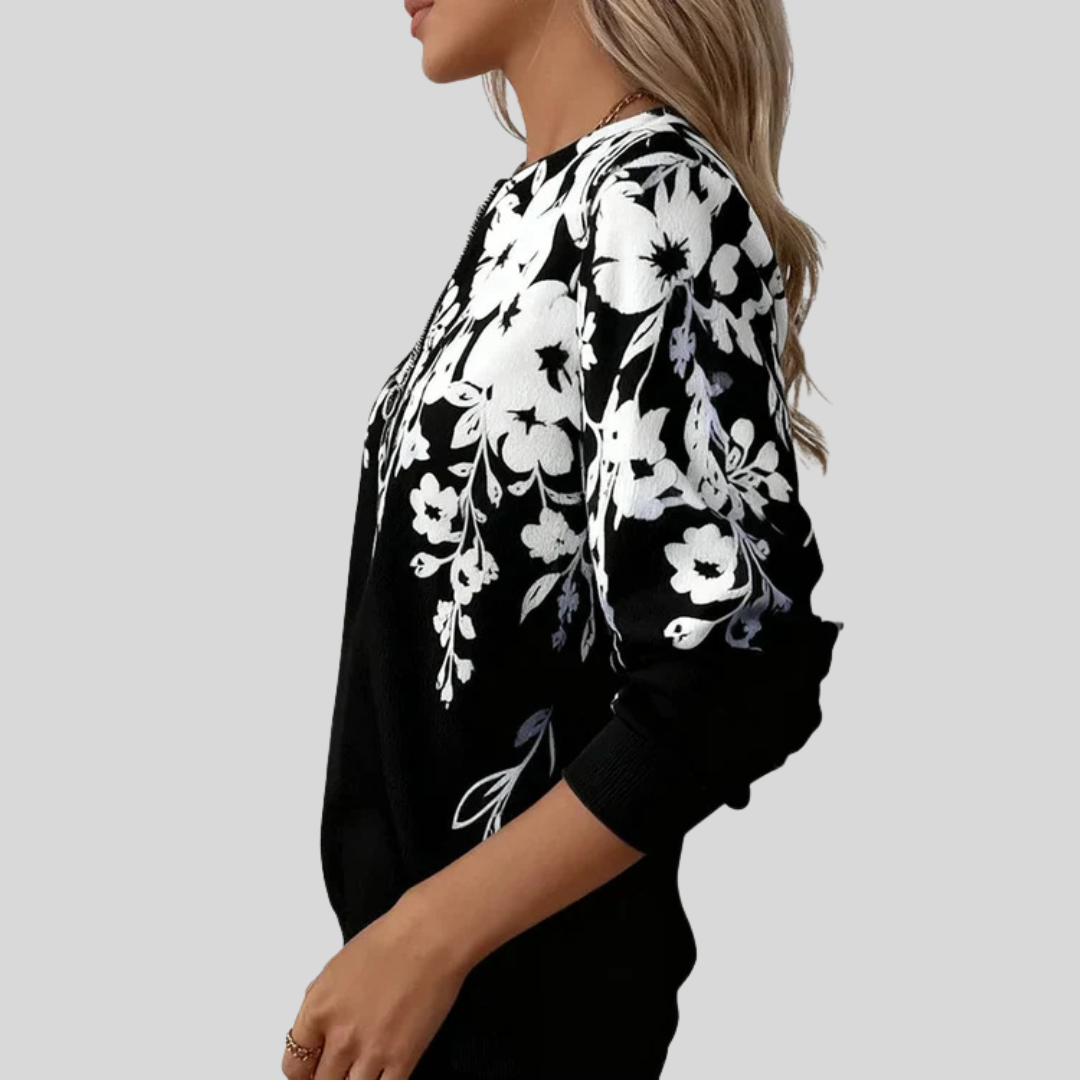 Patricia™ | Relaxed Floral Quarter-Zip Top