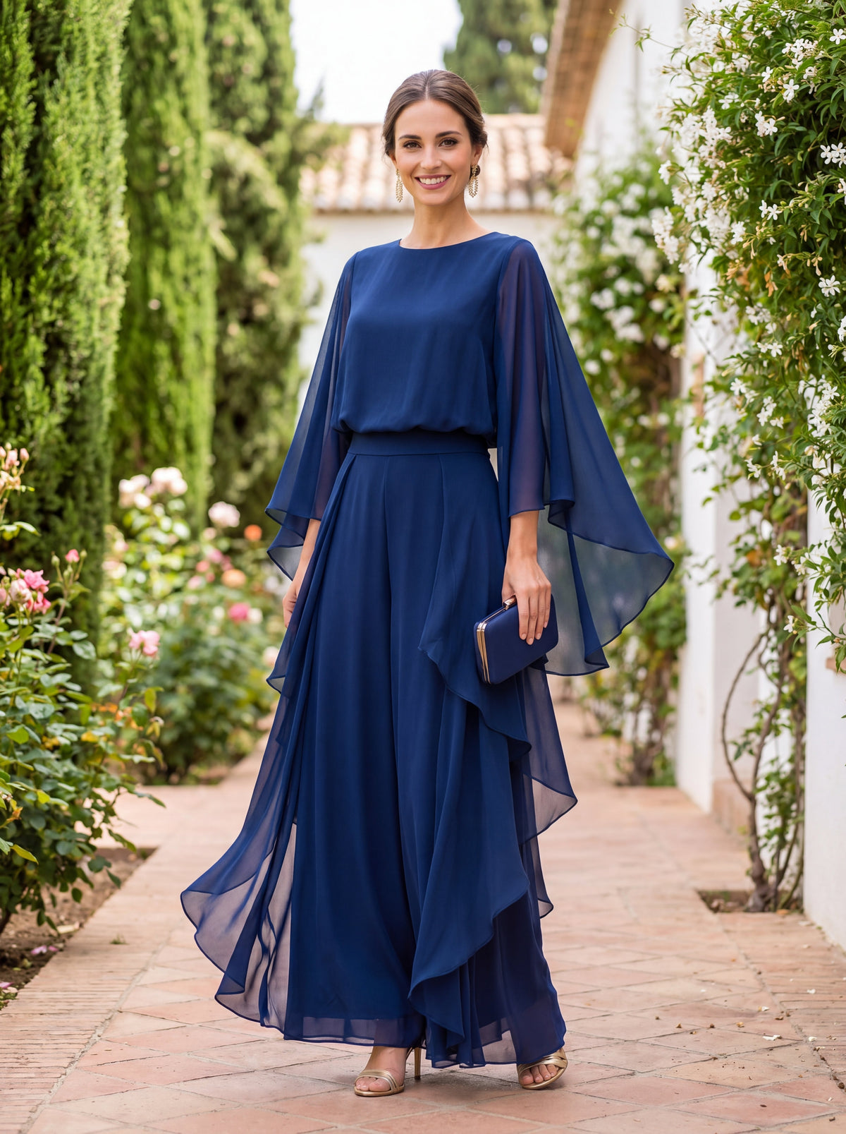 Eleanor | Elegant Cape Sleeve Two-Piece Set