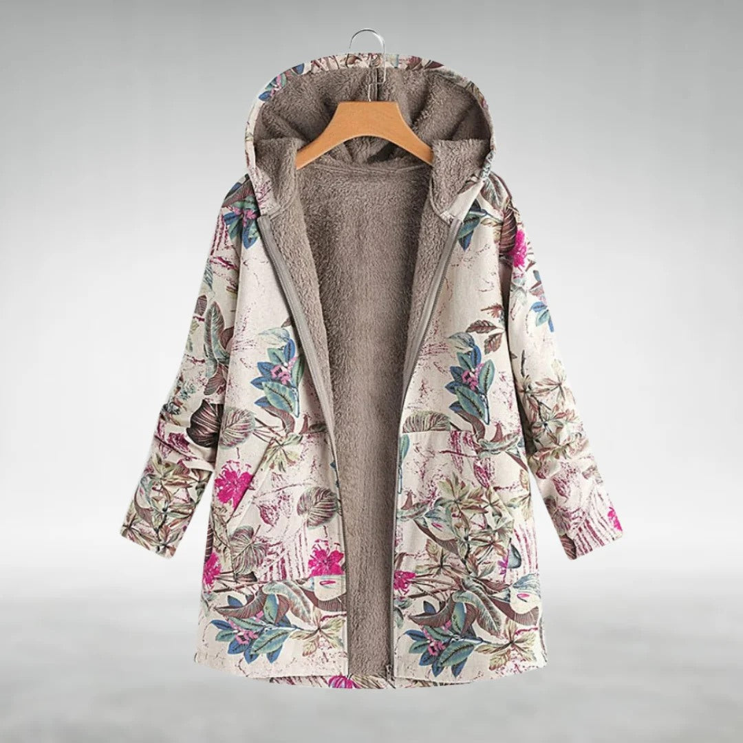 Rosemary | Cozy Floral Hooded Coat