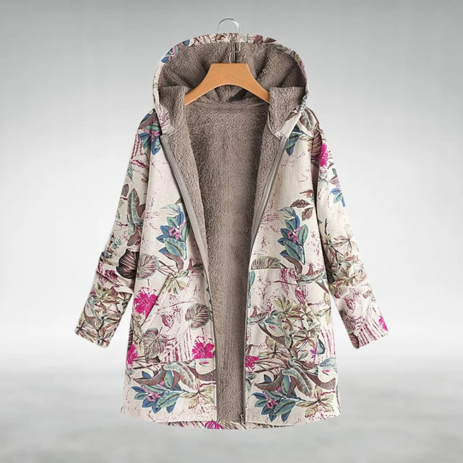 Rosemary | Cozy Floral Hooded Coat