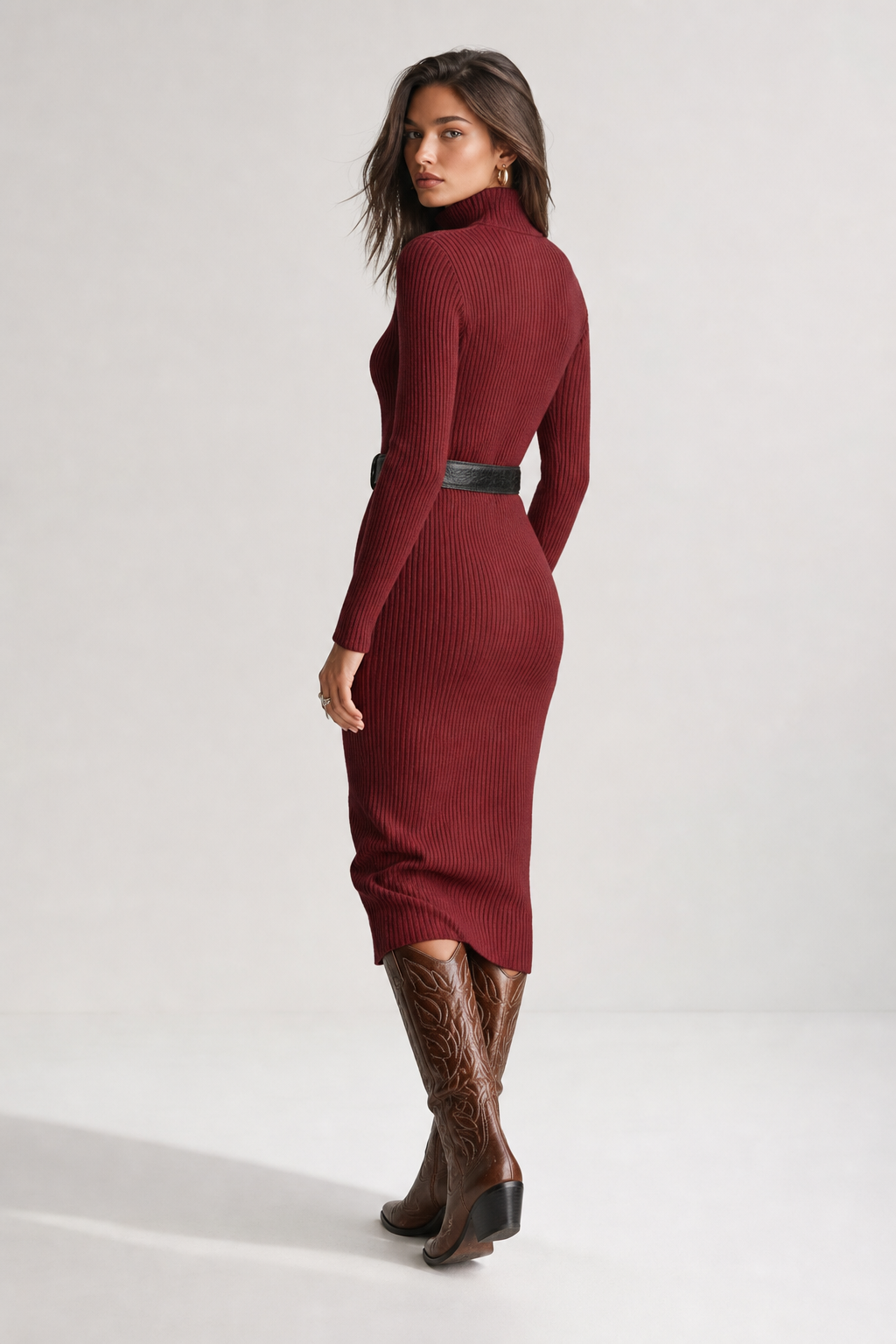 Emily™ | Elegant Ribbed Knit Midi Dress