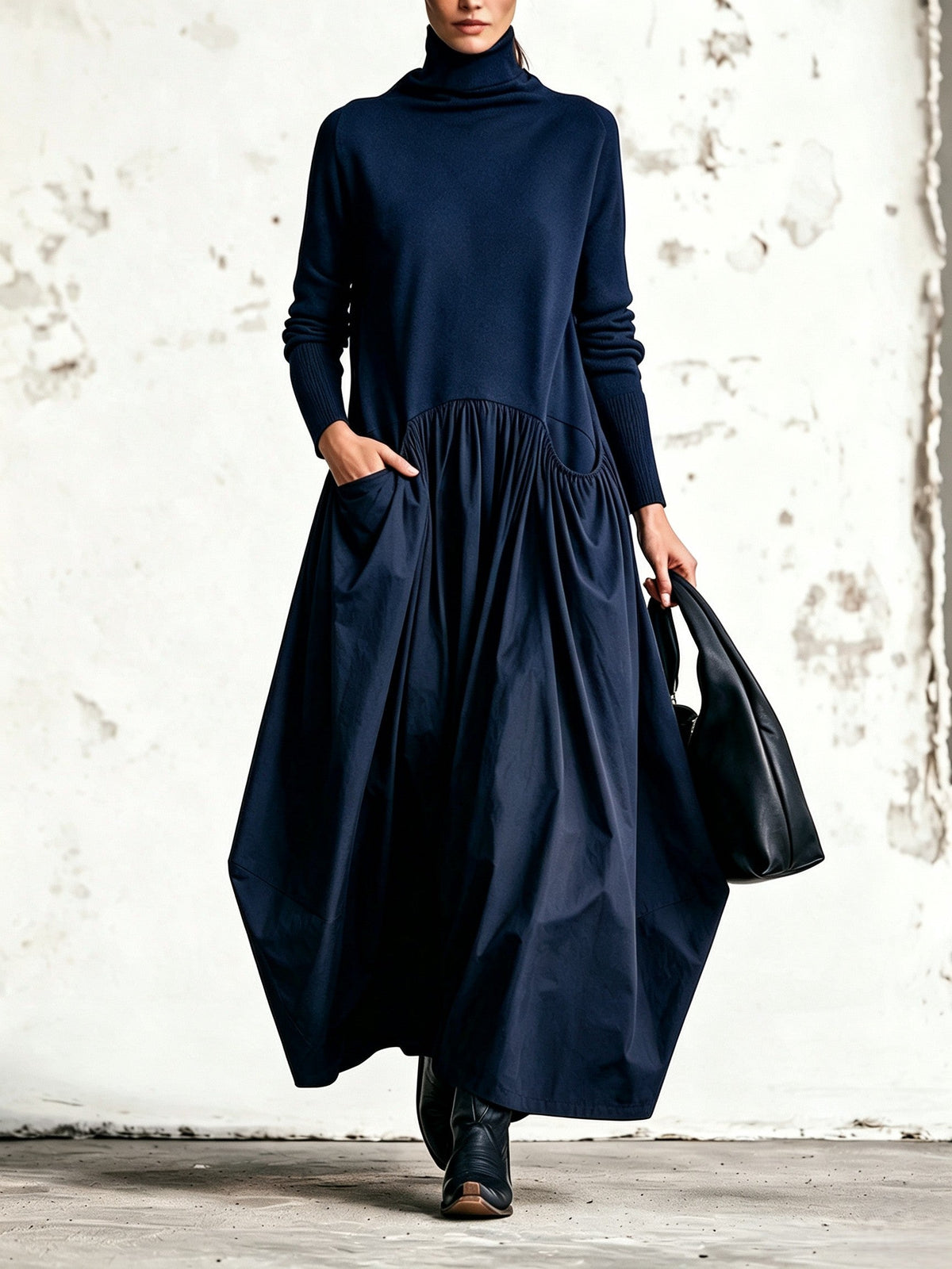 Loretta™ | Oversized High-Neck Maxi Dress