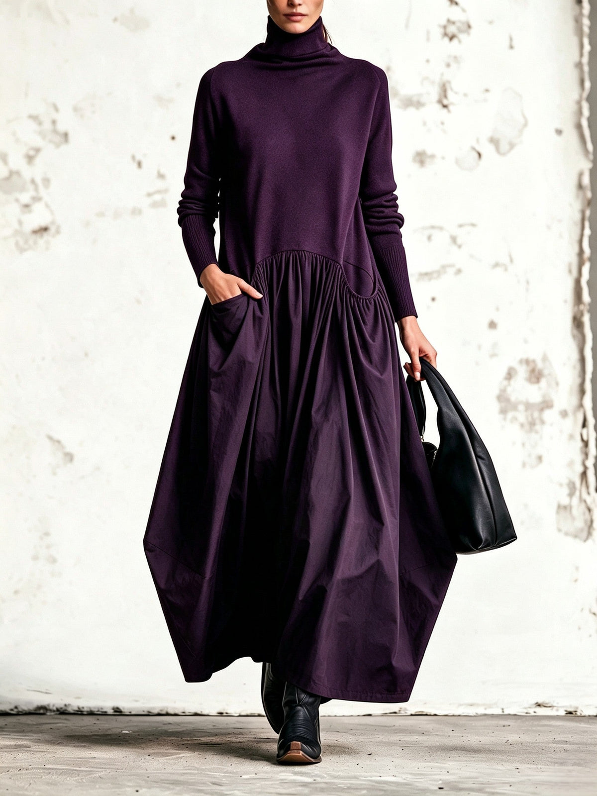 Loretta™ | Oversized High-Neck Maxi Dress