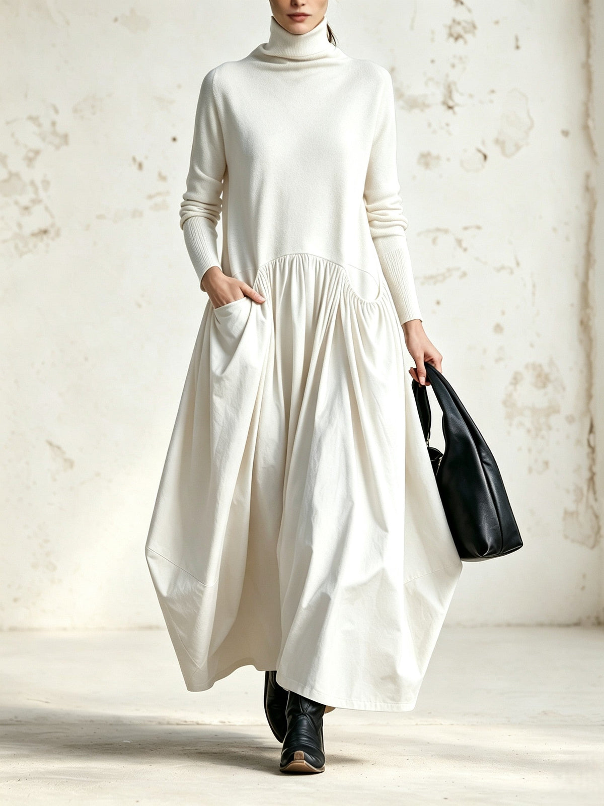 Loretta™ | Oversized High-Neck Maxi Dress