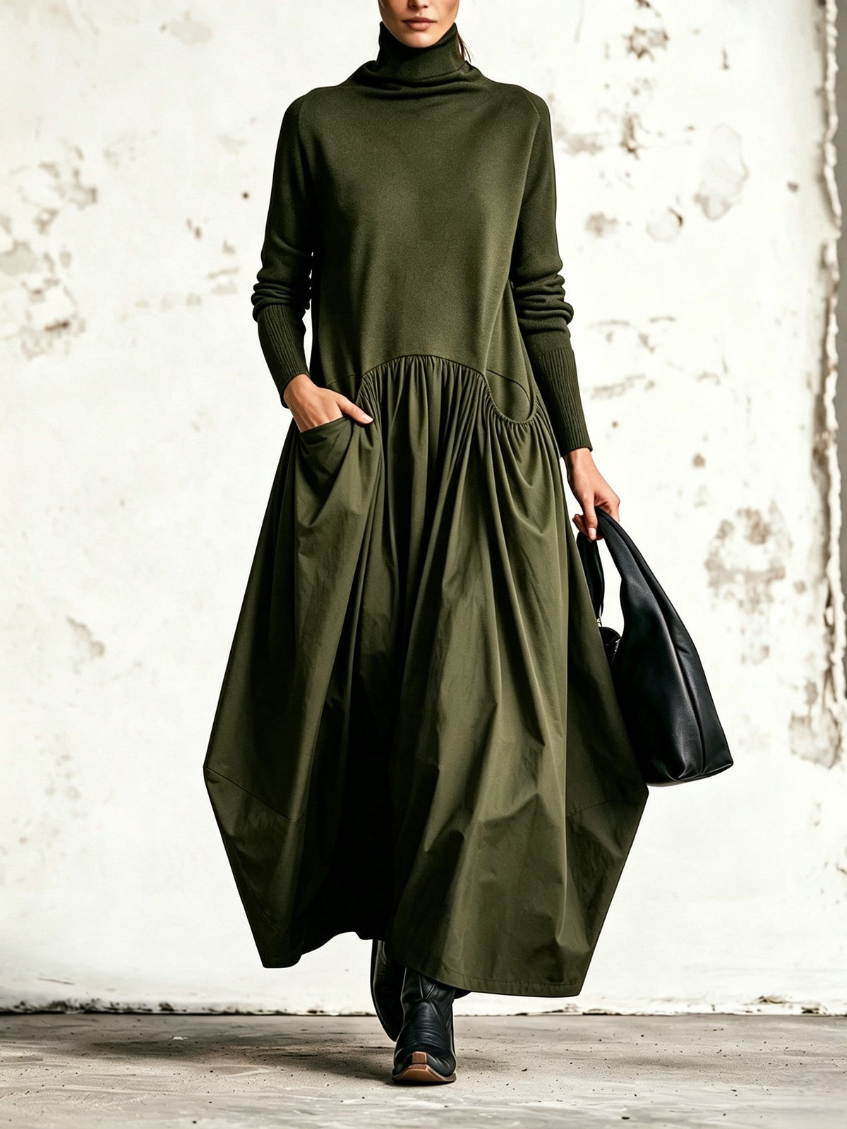 Loretta™ | Oversized High-Neck Maxi Dress