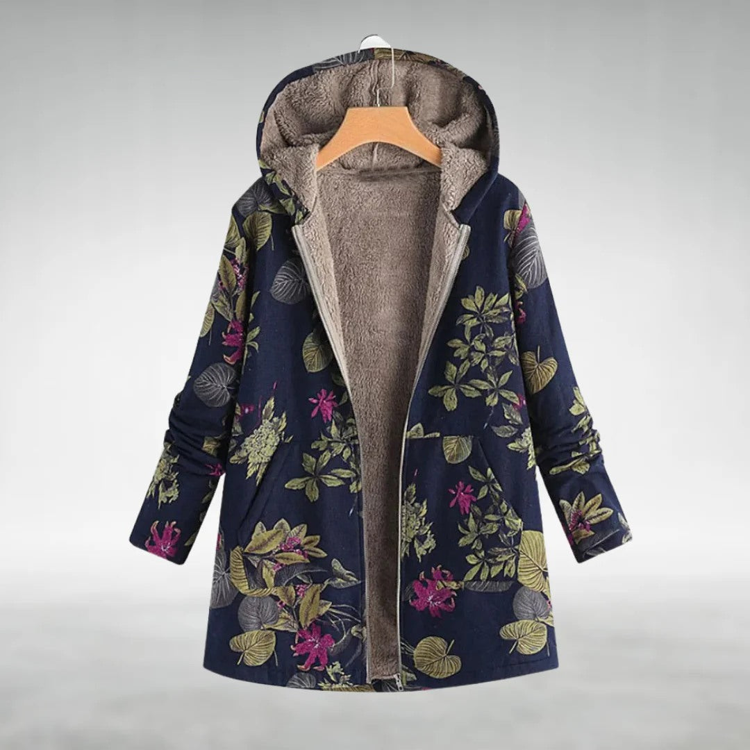Rosemary | Cozy Floral Hooded Coat