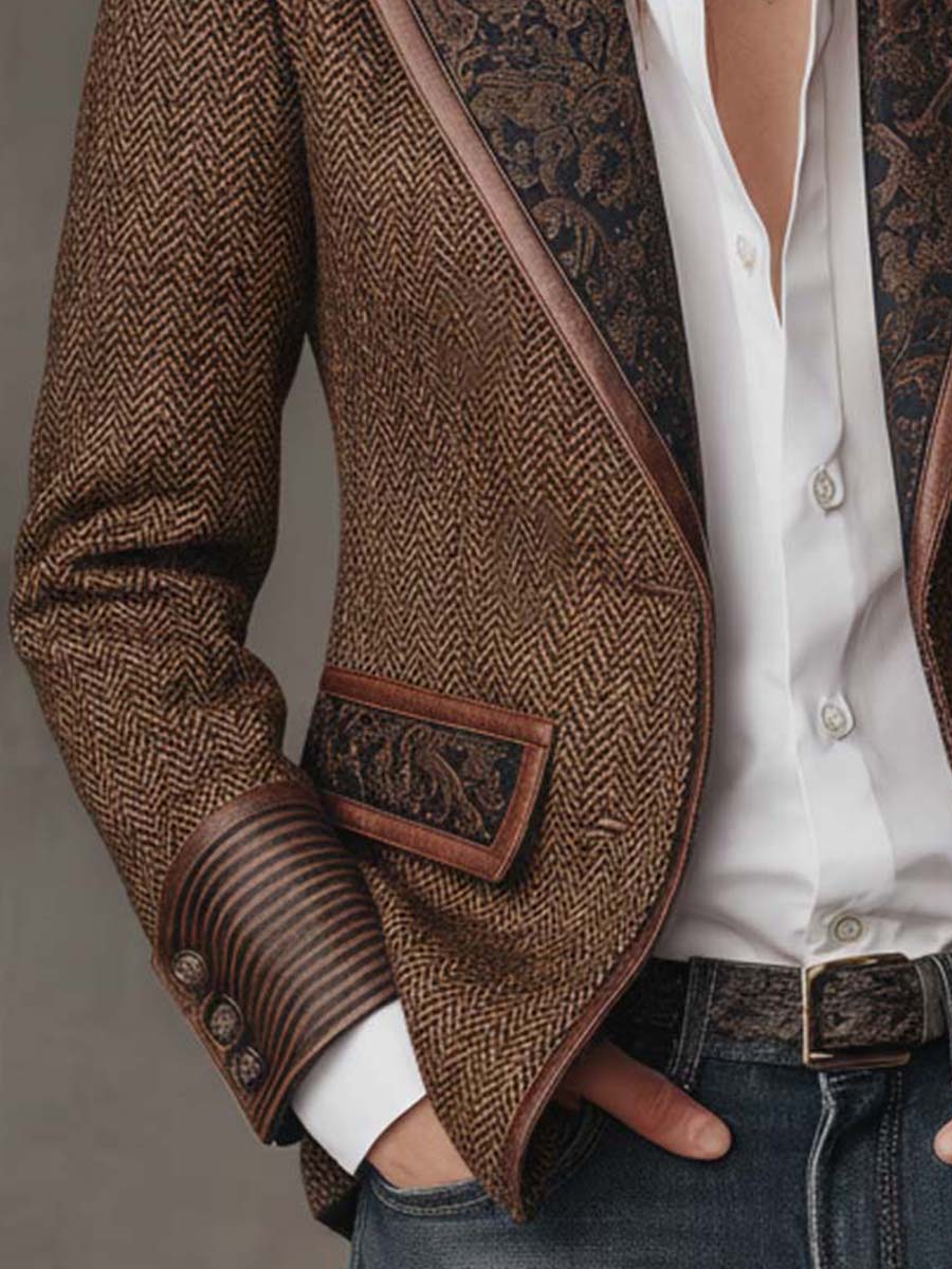 Francesca | Blazer with Printed Houndstooth Inserts