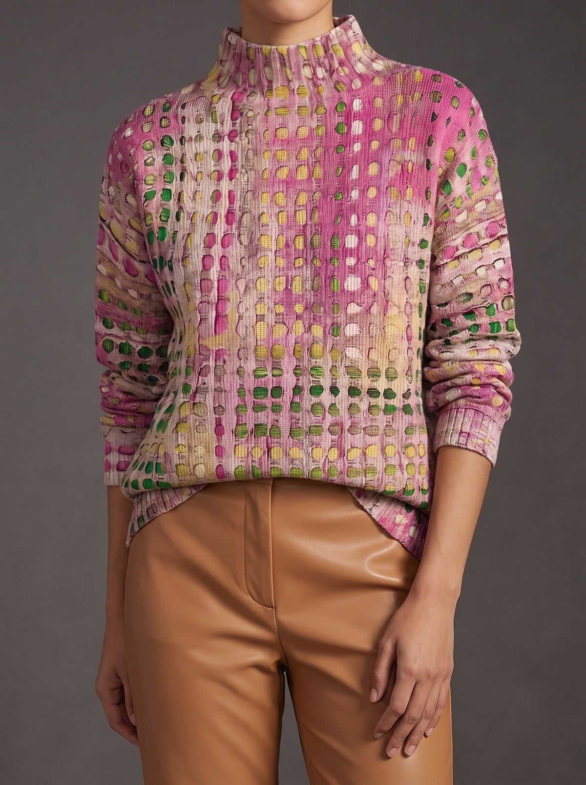 Calyx | Orchid Dot Lattice Turtleneck