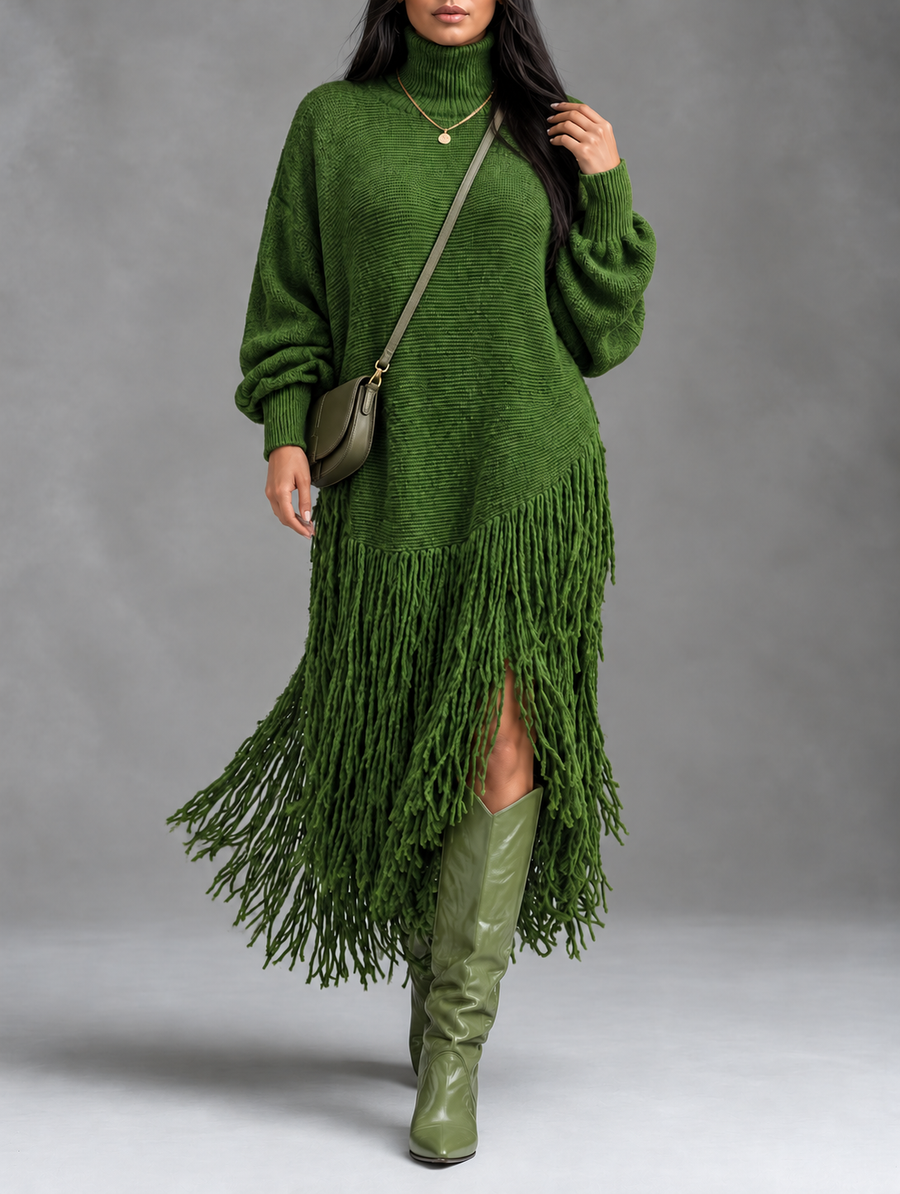 Ginger | Fringe Knit Sweater Dress