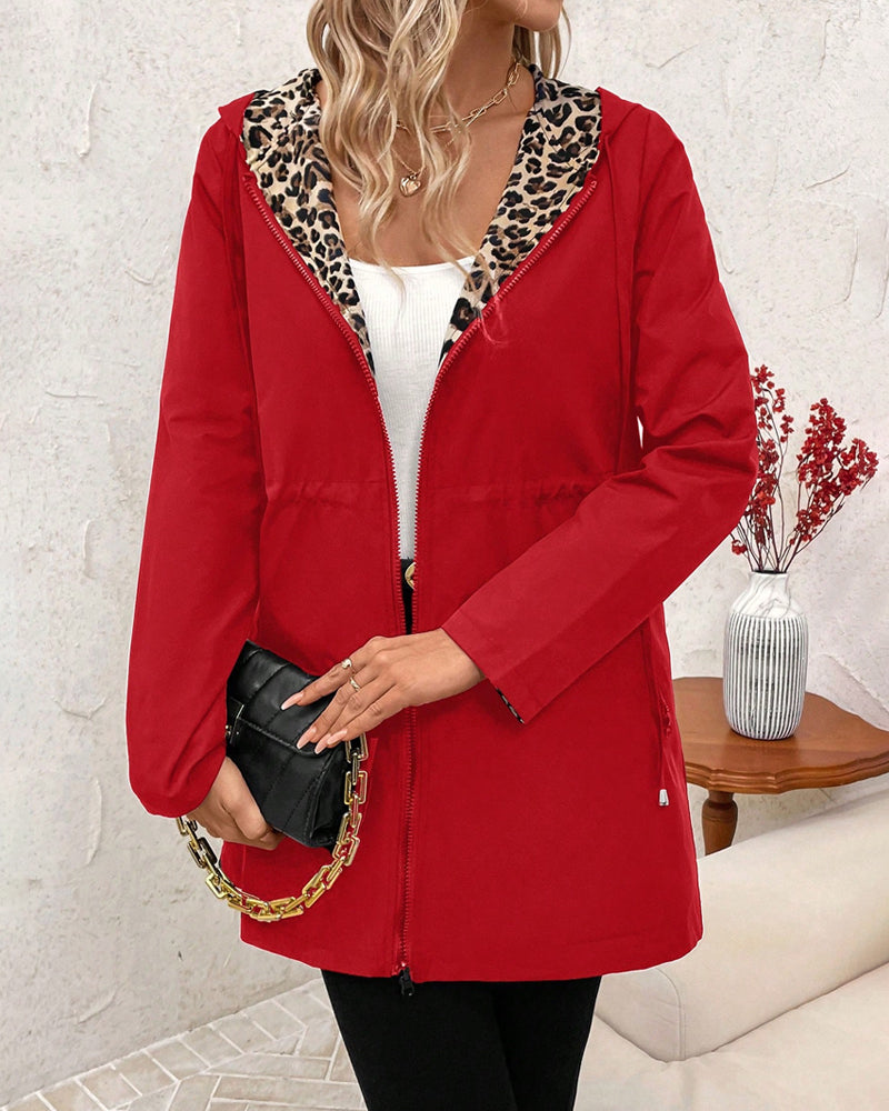 Fiona | Reversible Leopard Print Hooded Coat