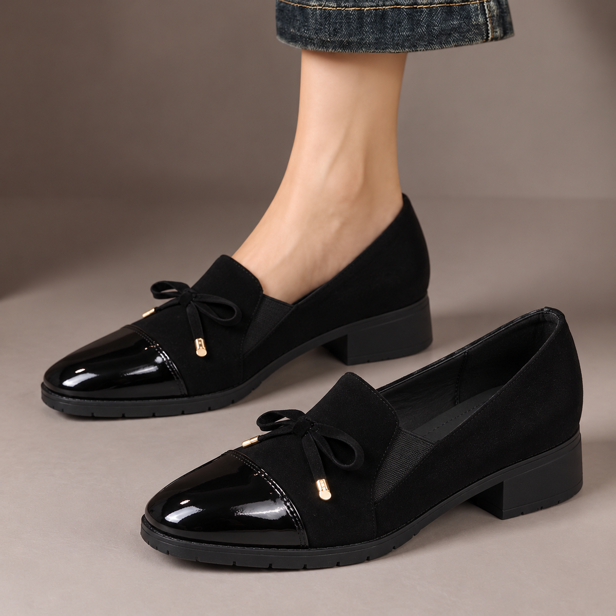 Hattie™ | Patent Toe Bow Loafers