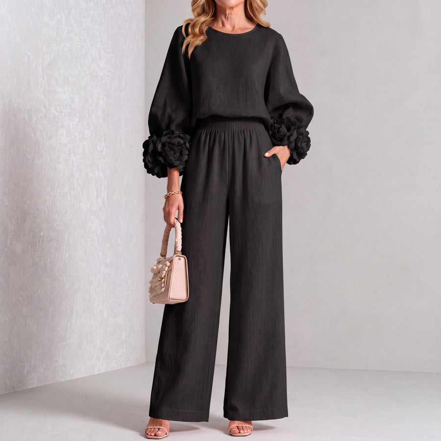 Marley | Elegant Floral Cuff Two-Piece Set