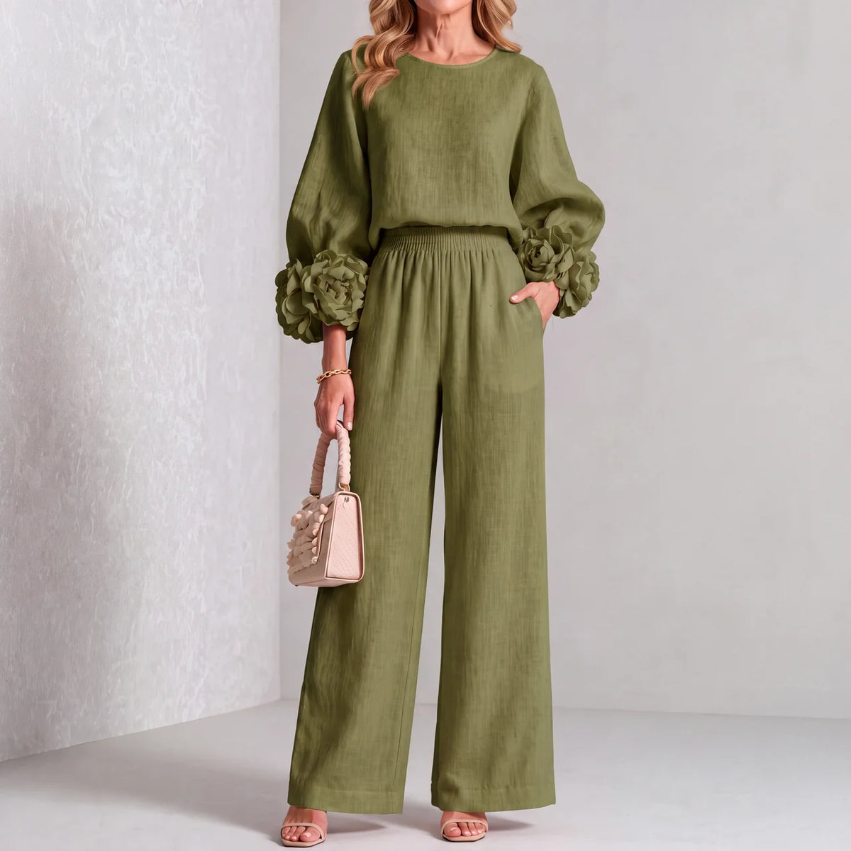 Marley | Elegant Floral Cuff Two-Piece Set