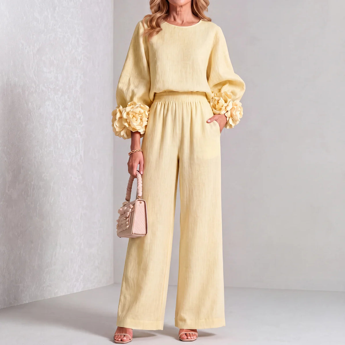Marley | Elegant Floral Cuff Two-Piece Set