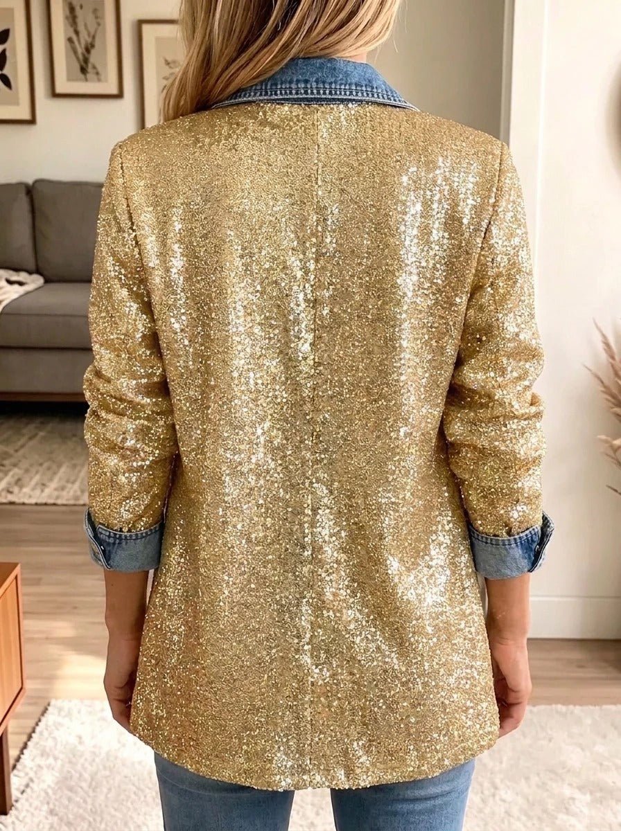 Lenna™ | Gold Glitter Denim Jacket