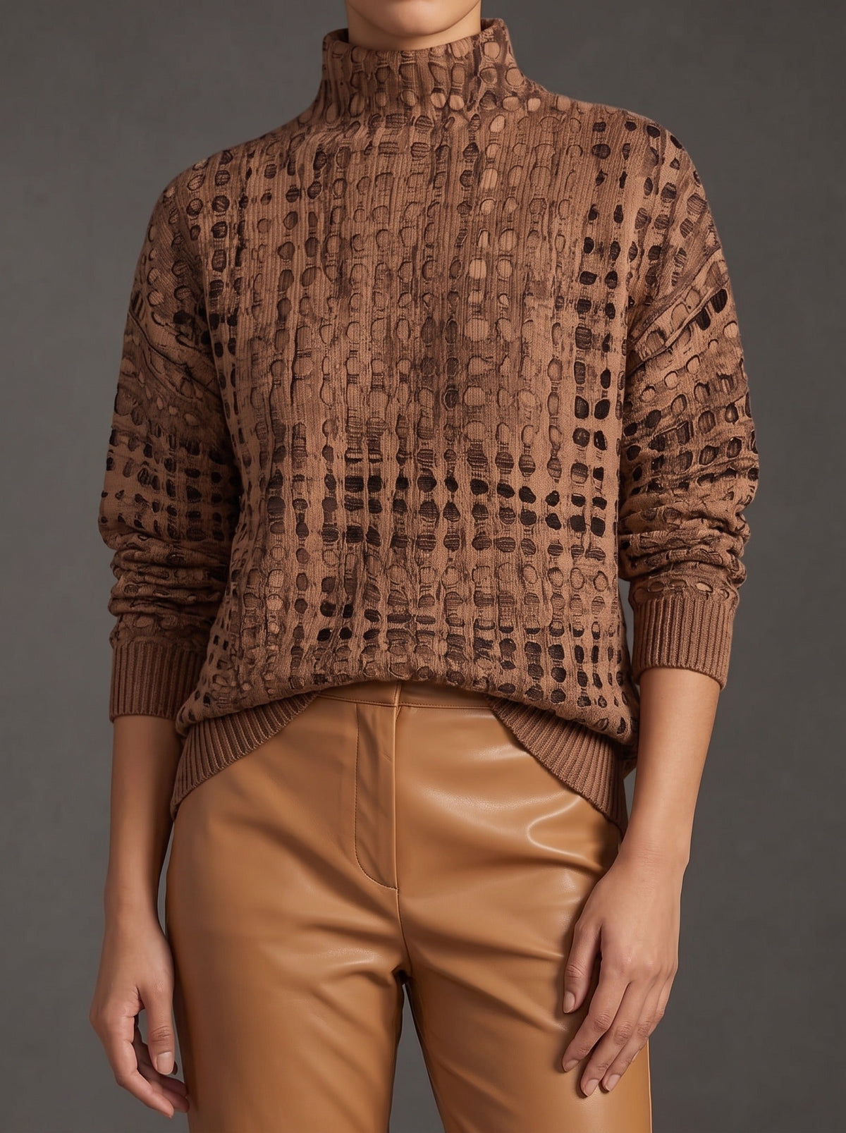 Marnie | Chestnut Lattice Turtleneck