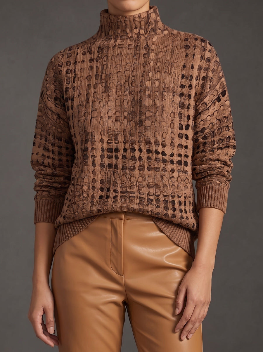 Marnie | Chestnut Lattice Turtleneck