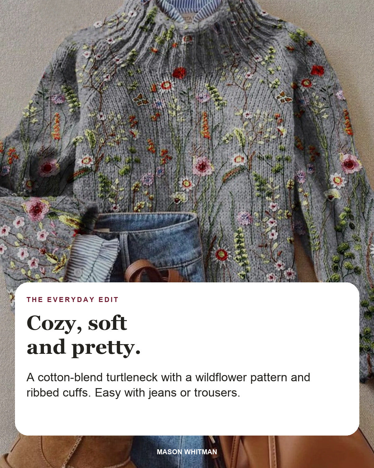Maurine | Floral Turtleneck Sweater