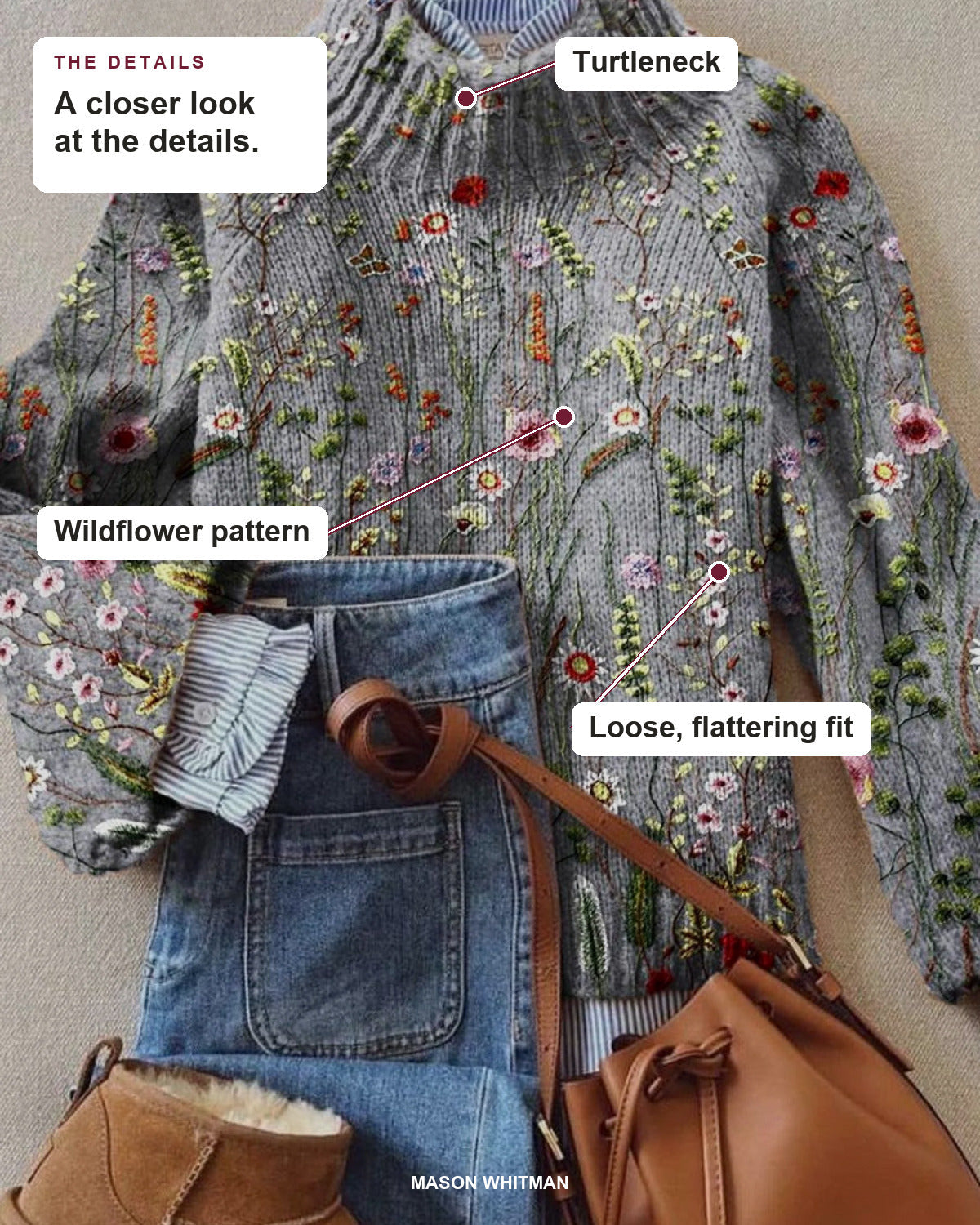 Maurine | Floral Turtleneck Sweater