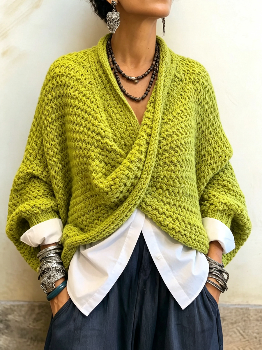 Sandra™ | Relaxed Wrap V-Neck Sweater