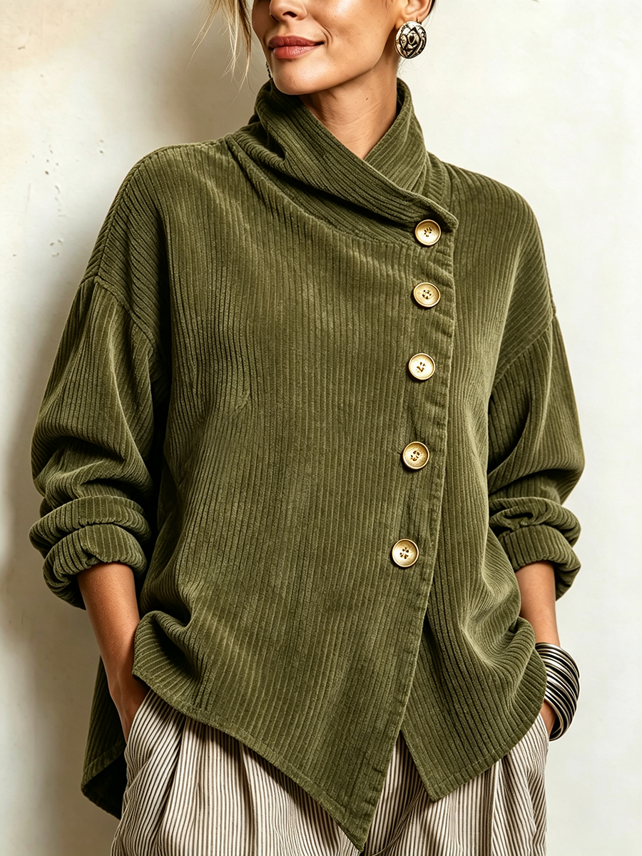 Colette | Relaxed Diagonal Button Sweater