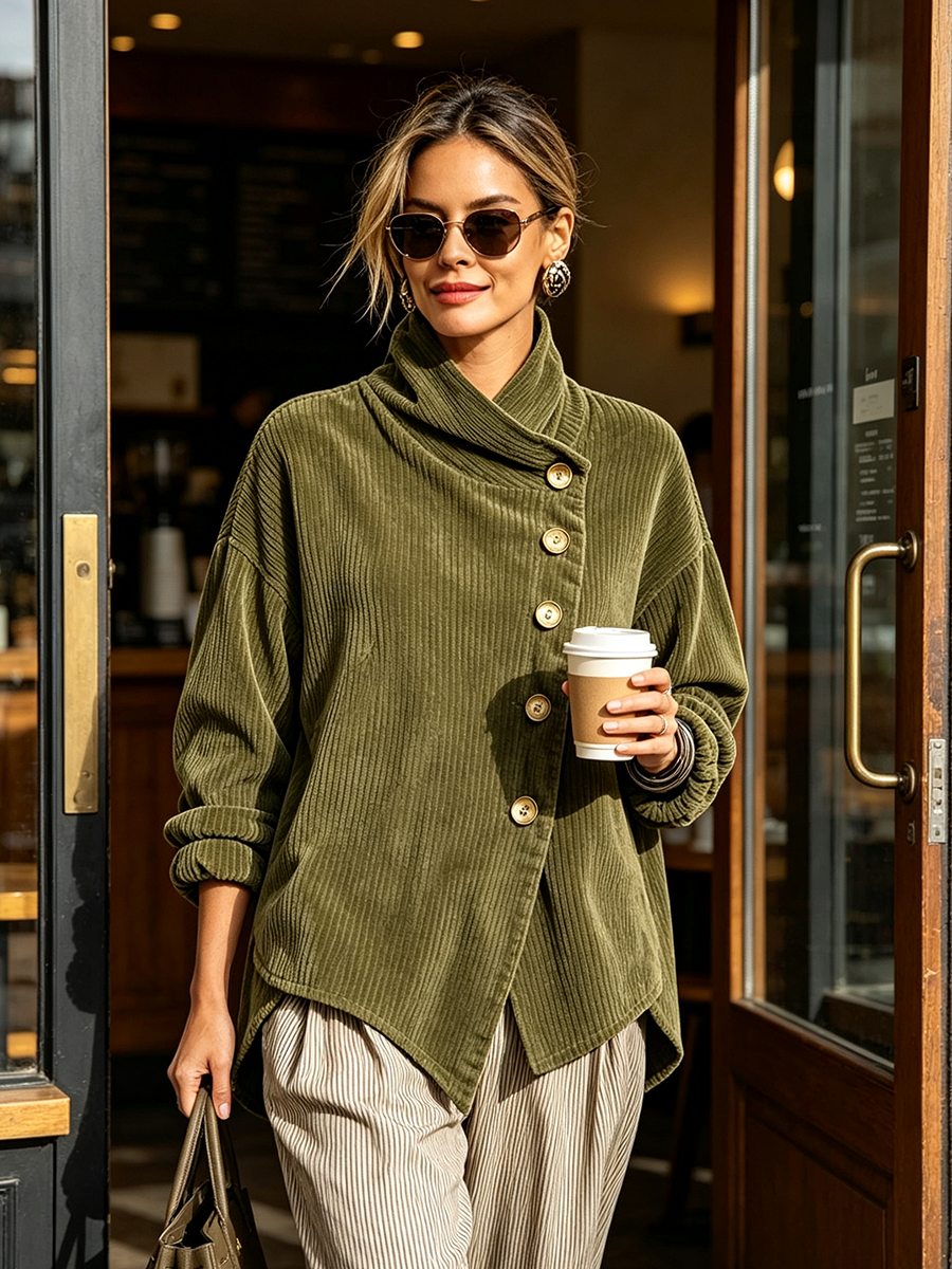 Colette | Relaxed Diagonal Button Sweater