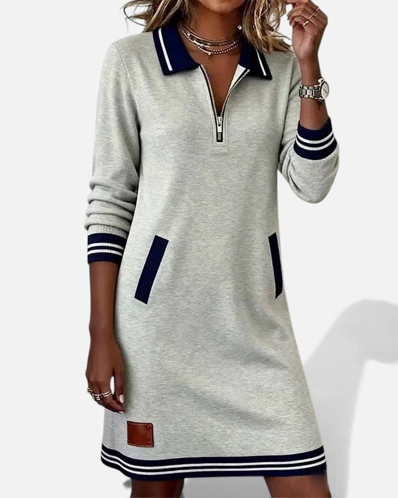 Noelia | Casual Long Sleeve Zip Dress