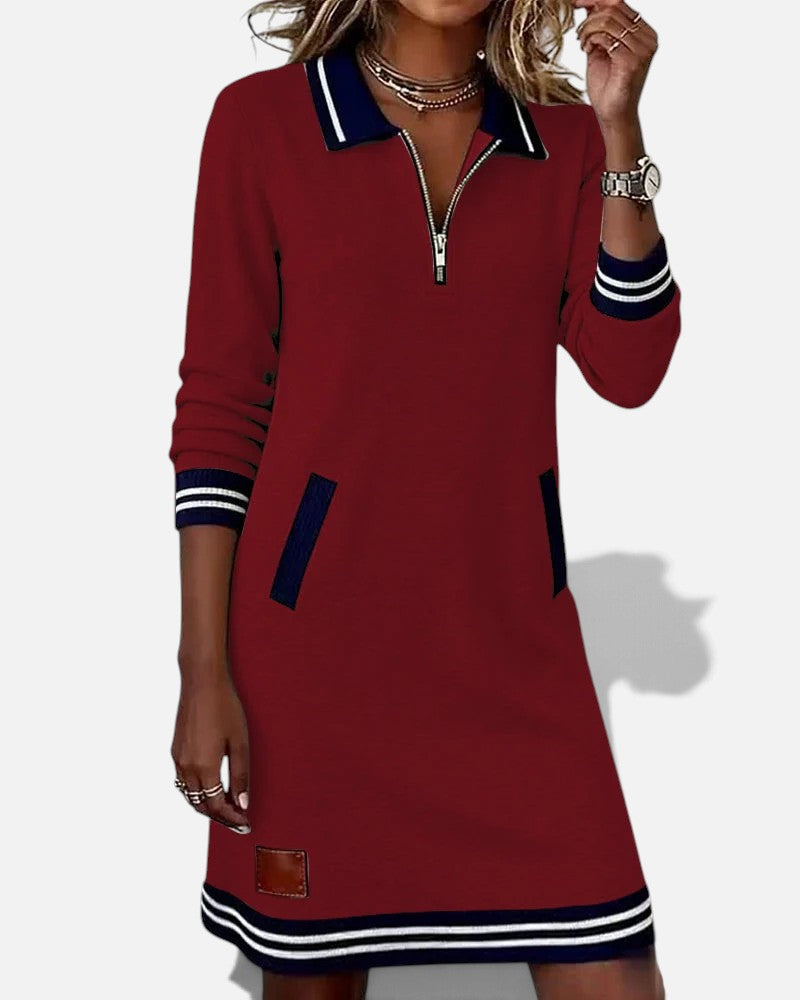 Noelia | Casual Long Sleeve Zip Dress