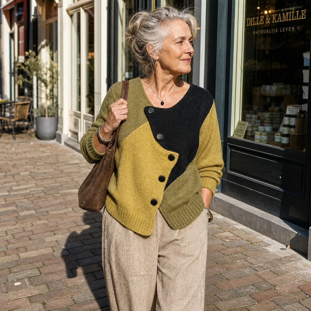 Shirley™ | Color Block Button Detail Sweater