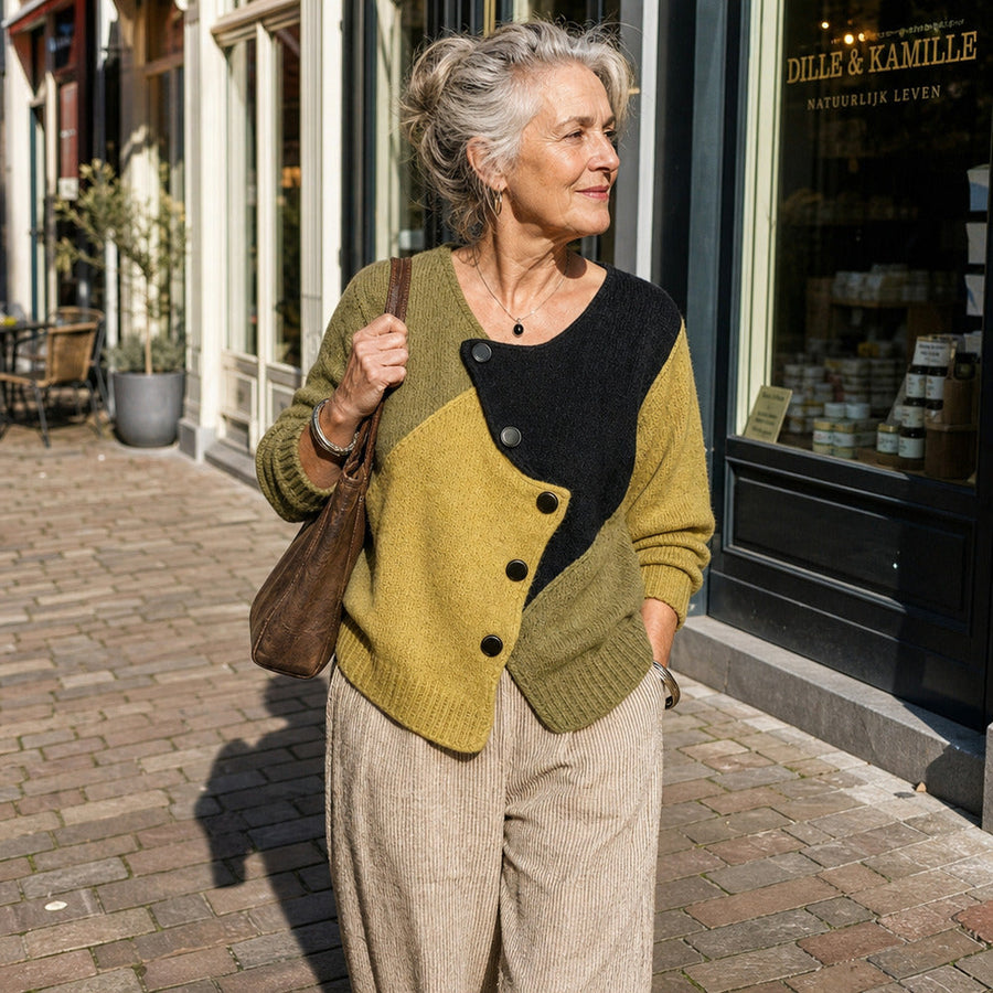 Shirley™ | Color Block Button Detail Sweater