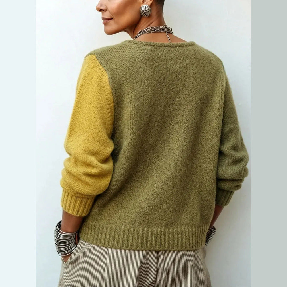 Shirley™ | Color Block Button Detail Sweater