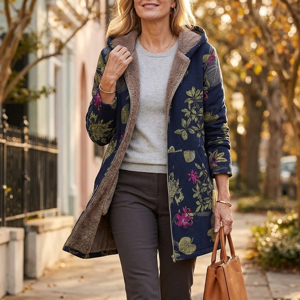 Rosemary | Cozy Floral Hooded Coat