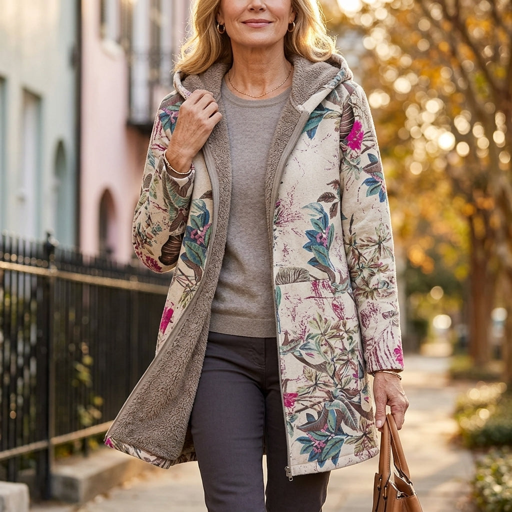 Rosemary | Cozy Floral Hooded Coat