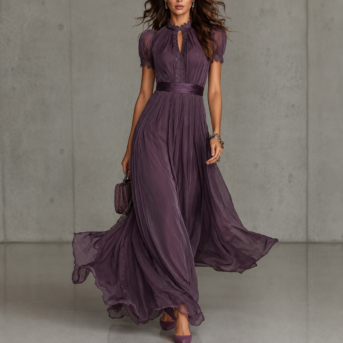 Winifred | Floral midi dress with V-neck and tie waist